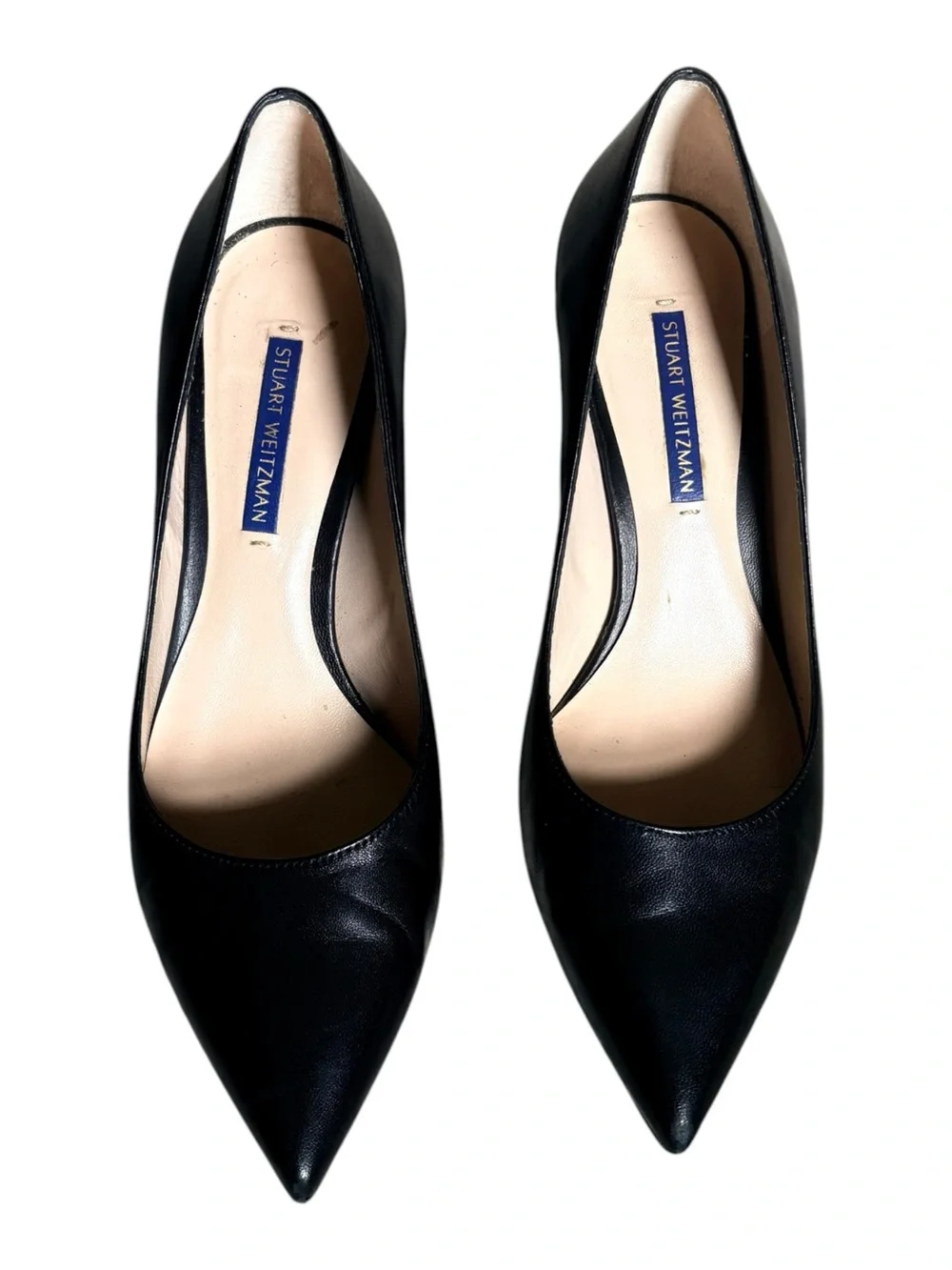 Stuart Weitzman Black Leather Pointed Toe Pumps | Classic Heels | Size 8